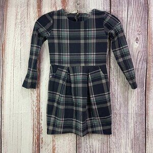 H&M Black/Grey Plaid Long Sleeve Dress Girls Size 6-8  #5112